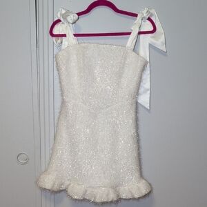 Elegant White Dress with Bow Straps